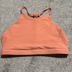 Coral High Neck Sports Bra